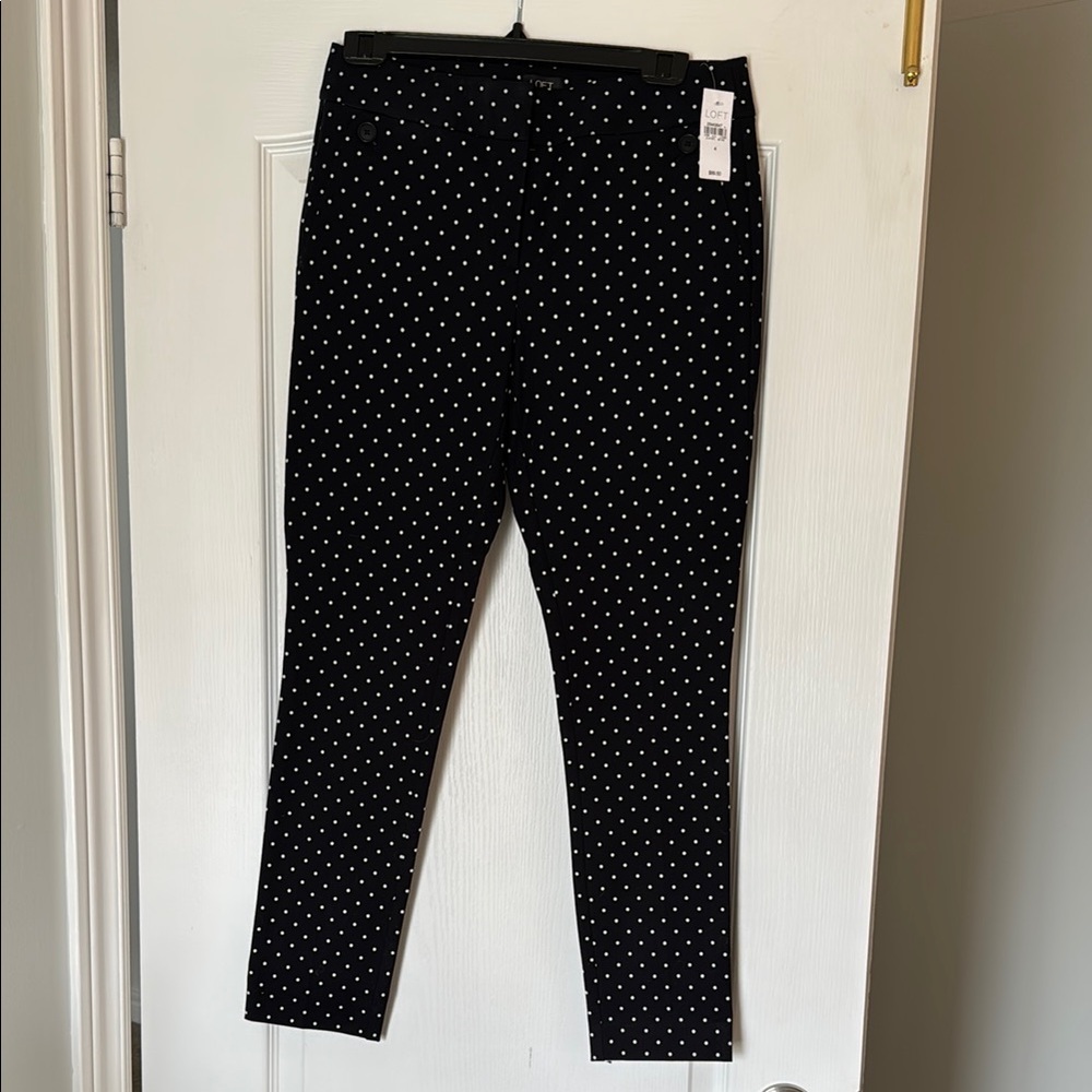 LOFT Black Polka Dot Women's Skinny Pants small